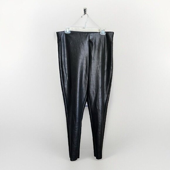 Tahari Faux Leather Black Snakeskin High Waisted Leggings Womens Size Large - Picture 3 of 8